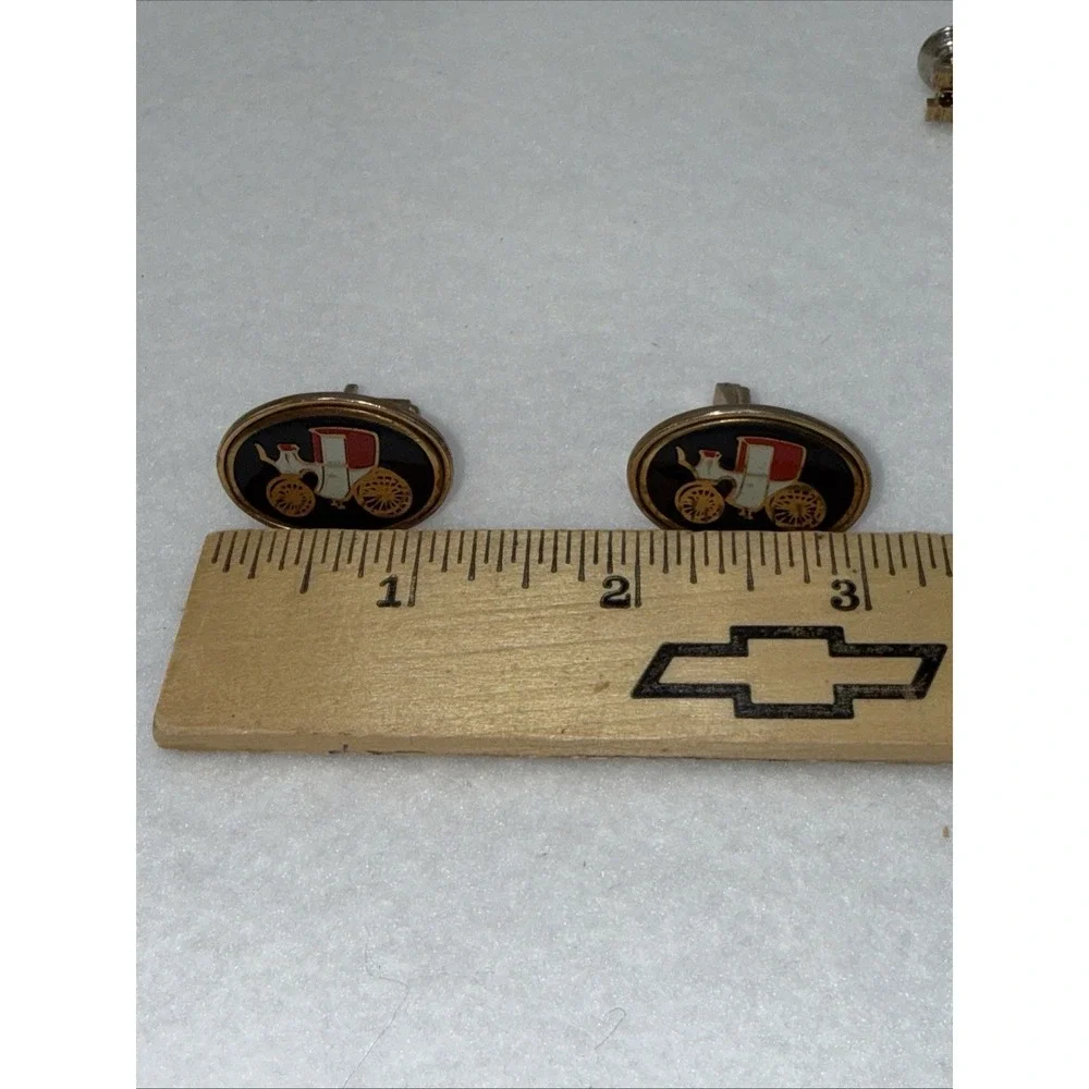 Antique Carriage Black‎ Enamel Cufflinks
